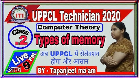 computer memory and its types RAM ROM Optical magnetic disc floppy hard disk UPPCL TG2 computer