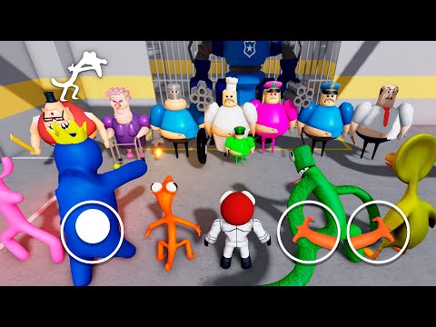 ALL RAINBOW FRIENDS SPEED RUN IN 5 SCARY OBBY: BARRY'S PRISON RUN, SIREN COP, GREAT SCHOOL