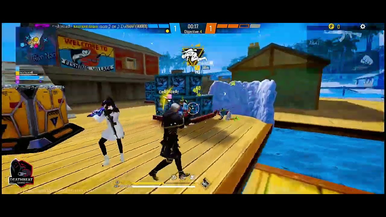 AK-47 Quadra Kill Madness in Ranked! DeathBeat Gaming Dominates Free Fire India 🎮🔥