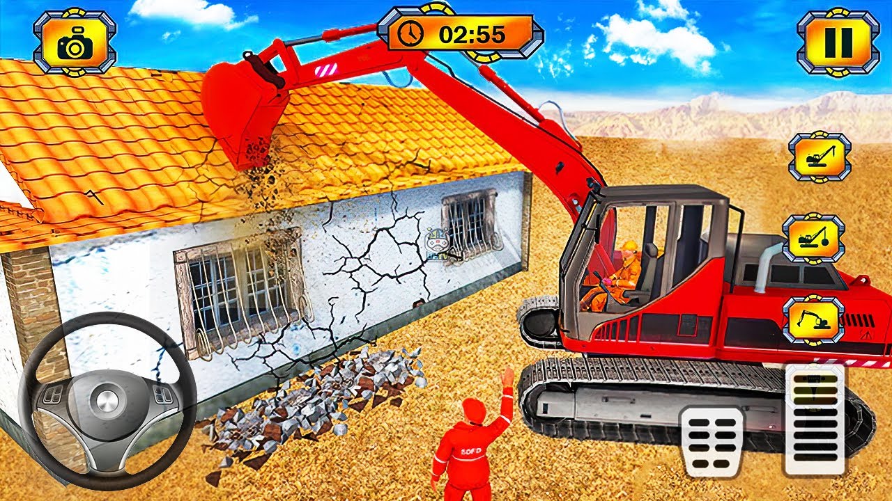 Snow Excavator Crane Simulator - JCB Offroad Construction - Android Gameplay