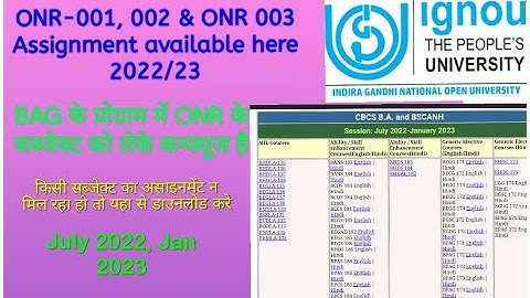 Ignou ONR3 Assignment || ONR3, ONR2, ONR1 Assignment download  for 2022/23 || Ignou Assignment