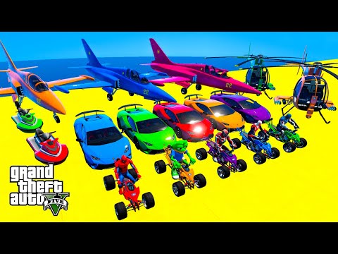 GTA V Spiderman Crazy Car Racing By Trevor! MEGA Ramp Jump Challenge