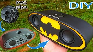 DIY portable Bluetooth Speaker from PVC pipe with BATMAN logo style