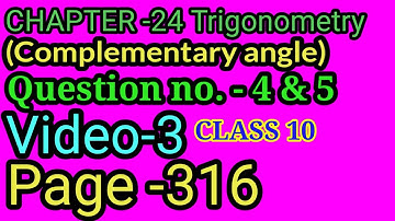Chapter 24 trigonometry class 10 ganitprakash page 316  Q no. 4 & 5 maths wbbse complementary angle
