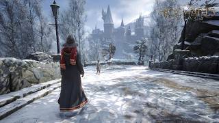 [4K] Relaxing Winter Exploration to Hogwarts Castle | Ambience &amp; Music