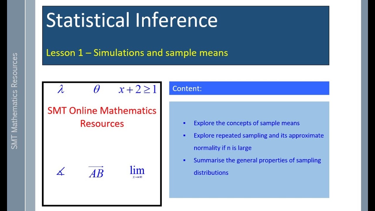 Statistical Inference Lesson 1: Simulations and Sample Means - YouTube