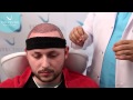 Placing a hat after hair transplantation