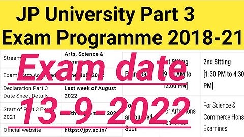 JP University part 3 exam date 2022/JP University 2018 -21 part 3 exam/jpu part 3 exam date 2018-21