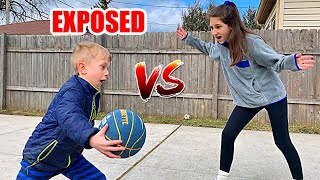 7 Year Old EXPOSES SISTER AGAIN *2v1 Basketball*  | Colin Amazing