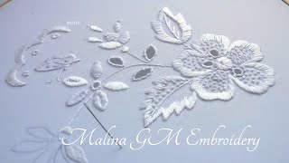 Hand Embroidery WHITE WORK satin stitch