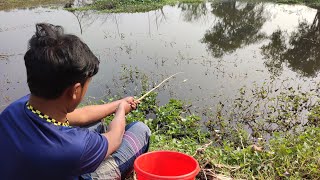 Best Hook Fishing Video 2023|| Village Boy Hook Fish Hunting in Pond.Part-3.