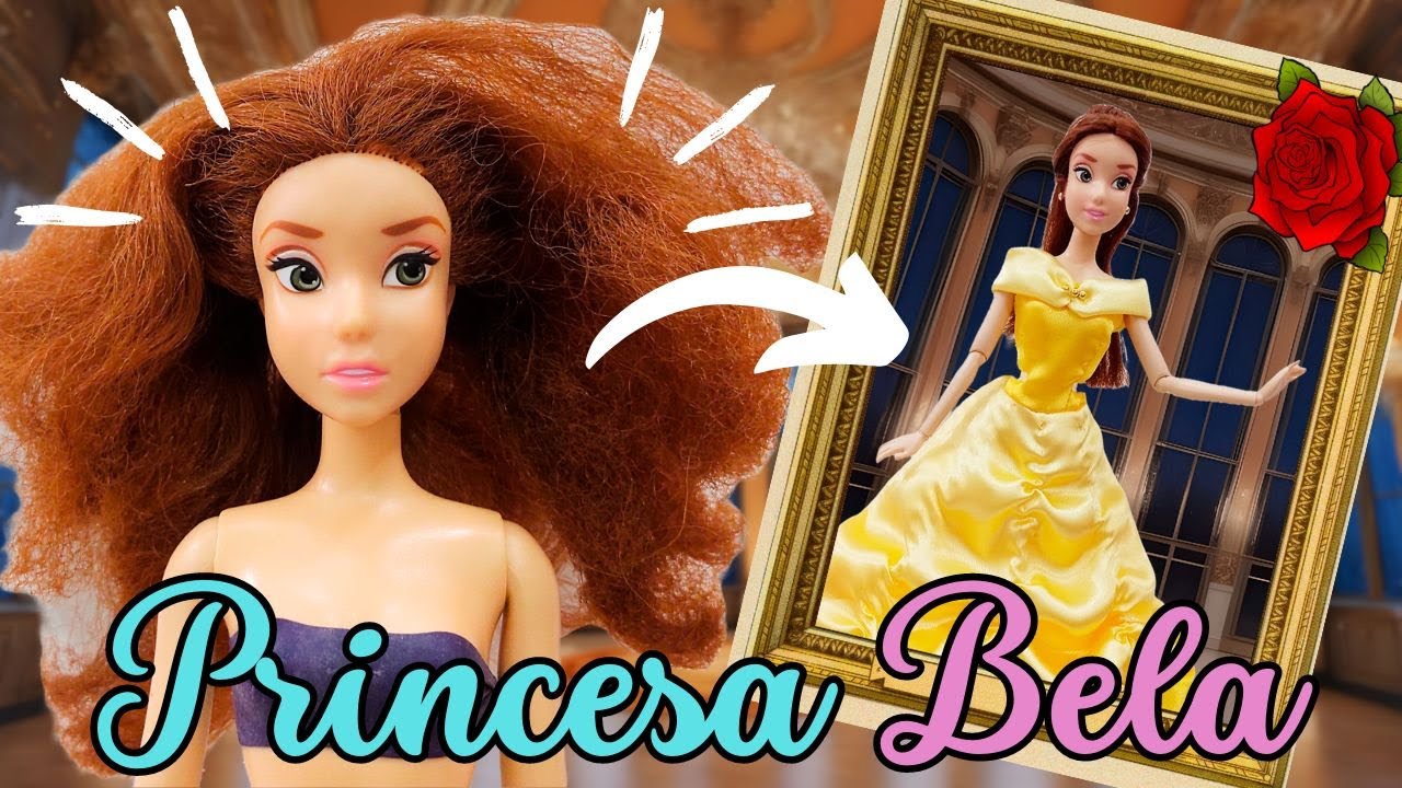 Transformei a Princesa Bela da Disney com Vestido Clássico e Novo Cabelo #disney #belaeafera