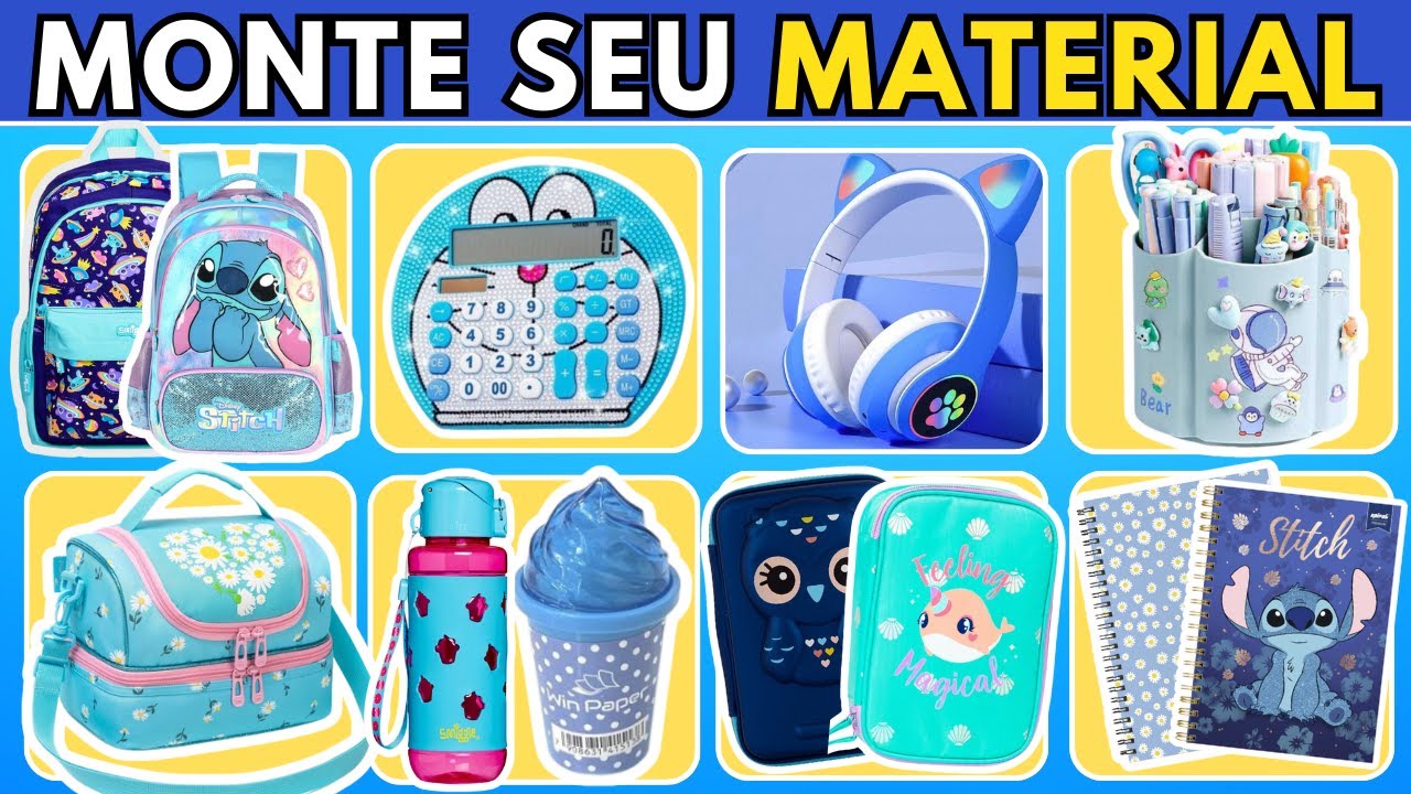 🎒💙 KIT ESCOLAR AZUL COMPLETO – ESCOLHA SEUS ITENS FAVORITOS!