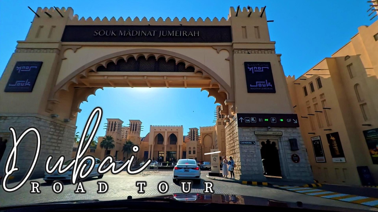 SOUQ MADINAT TO DUBAI MIRACLE GARDEN PARKING AREA SCENIC DRIVING TOUR 4K 🚗🌴