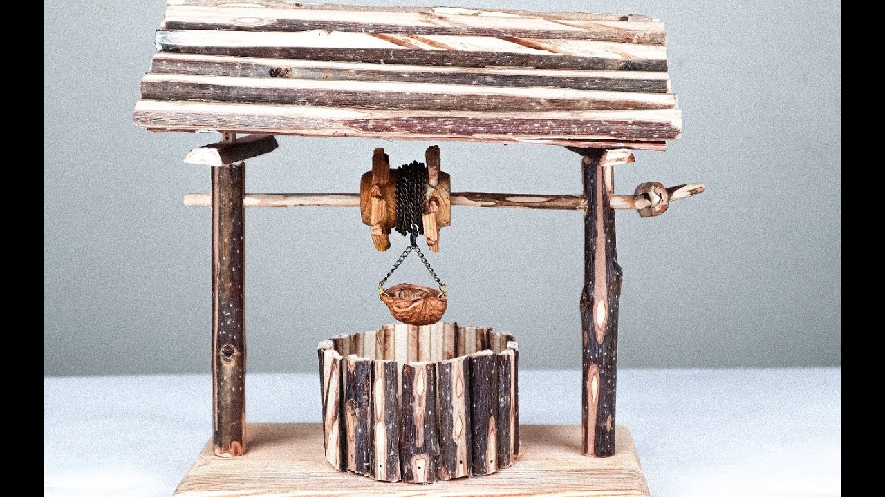 Miniature Wooden Well by Tree Branches | DIY|  Ağaç Dallarından Minyatür Kuyu Yapımı #stayathome