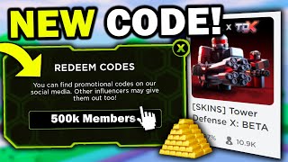 NEW* CODE & UPDATE!! (Claim Now)  Tower Defense X Roblox 