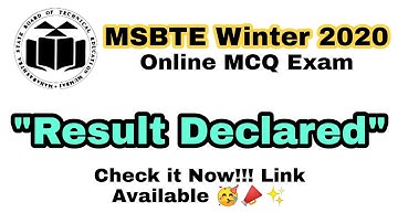 MSBTE WINTER 2020 Result Declared ✨🥳
