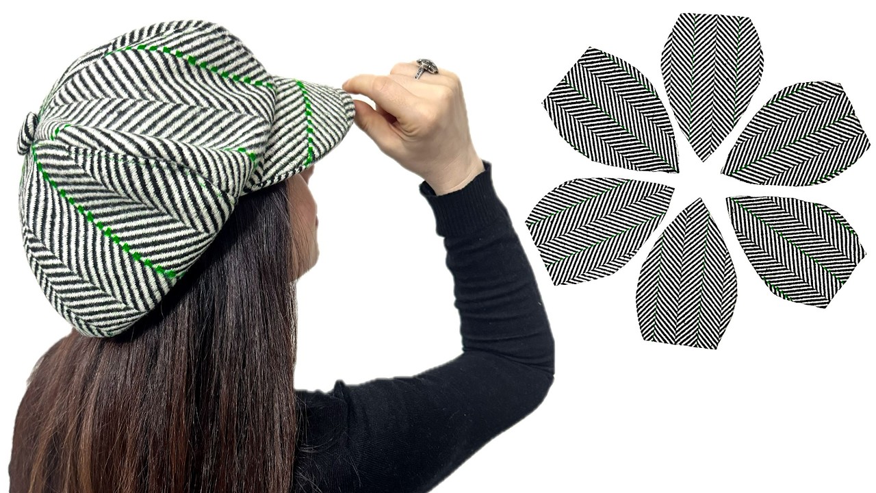 Как очень просто и быстро сделать женскую кепку/шляпу газетчика 😍 Без выкройки!