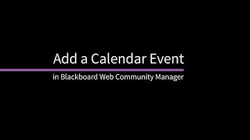 Add a Calendar Event in Blackboard Web Community Manager
