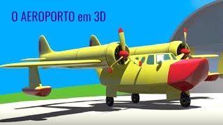 Um hidroavião. O aeroporto em 3D. Os números para crianças. Desenhos animados screenshot 2