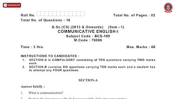 BSC 1ST SEM CS COMMUNICATIVE ENGLISH 1ST DEC 2020 | PTU