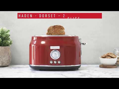 Haden Dorset 2-Slice Wide Slot, Stainless Steel Toaster in Red