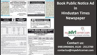 Hindustan Times Public Notice Ads @ Lowest Rates