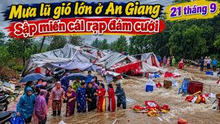 Wedding tent collapses during heavy rain and wind in An Giang on September 21, 2026