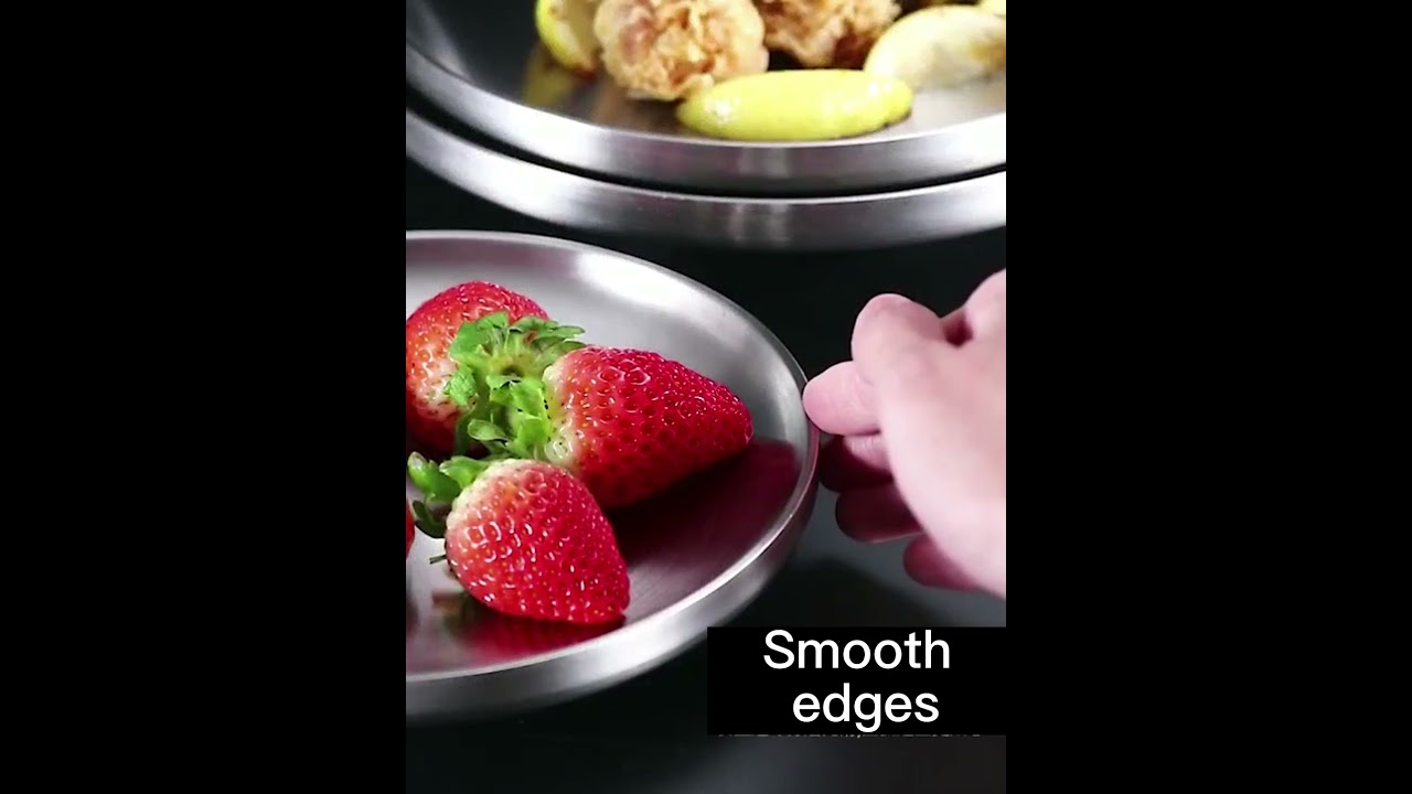 Wholesale Factory 304 Stainless Steel Round Restaurant Dinner Plate Set Double Wall Steak Pasta Dish