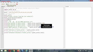 Python code to find Quantile,standard deviation and variance
