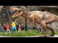 Sofia and Dad at the Giant Dinosaur Park and more kids Stories in Amusement Park!
