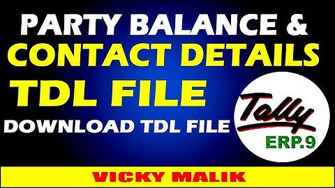 Amazing TDL | Tally Party Balance & Contact Details TDL File |Tally TDL File | #Free TDL