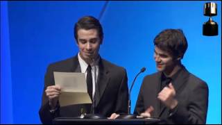 Darren Criss and Joey Richter presenting at the Annie Awards