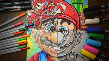 Drawing Mario in 4 Different Styles - RyRyArt