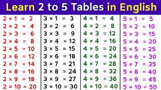 2 se lekar 5 tak table | 2 ka table, 3 ka table, 4 ka table, 5 ka table | 2 se 5 tak table 