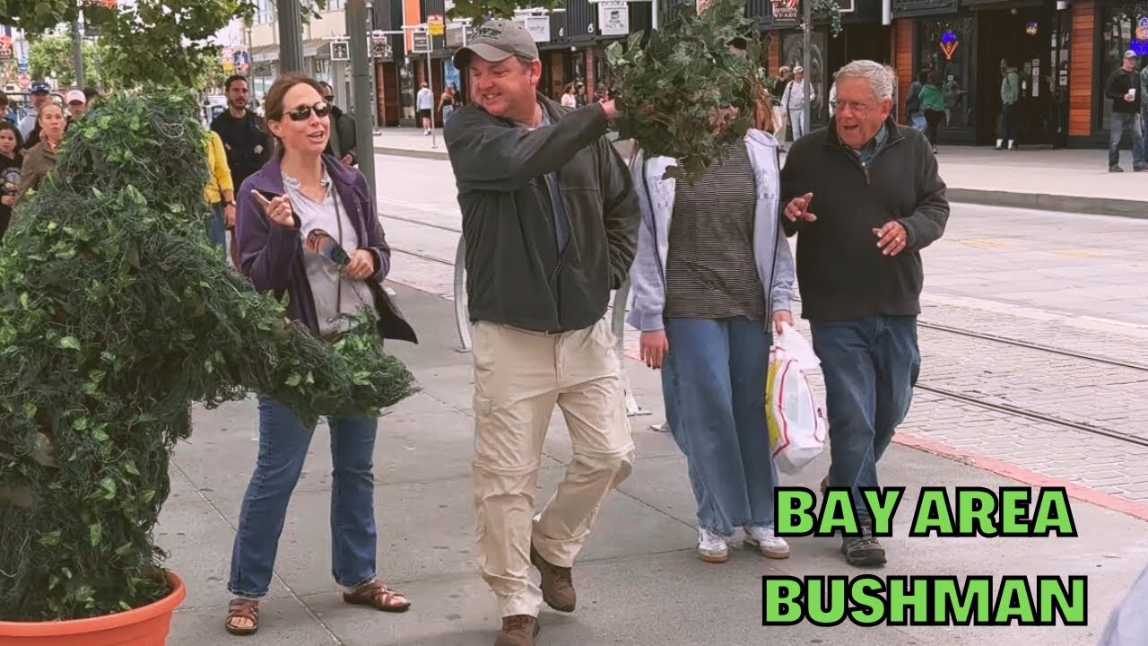 He was mad and took my branch!! Bushman prank in San Francisco, CA. 