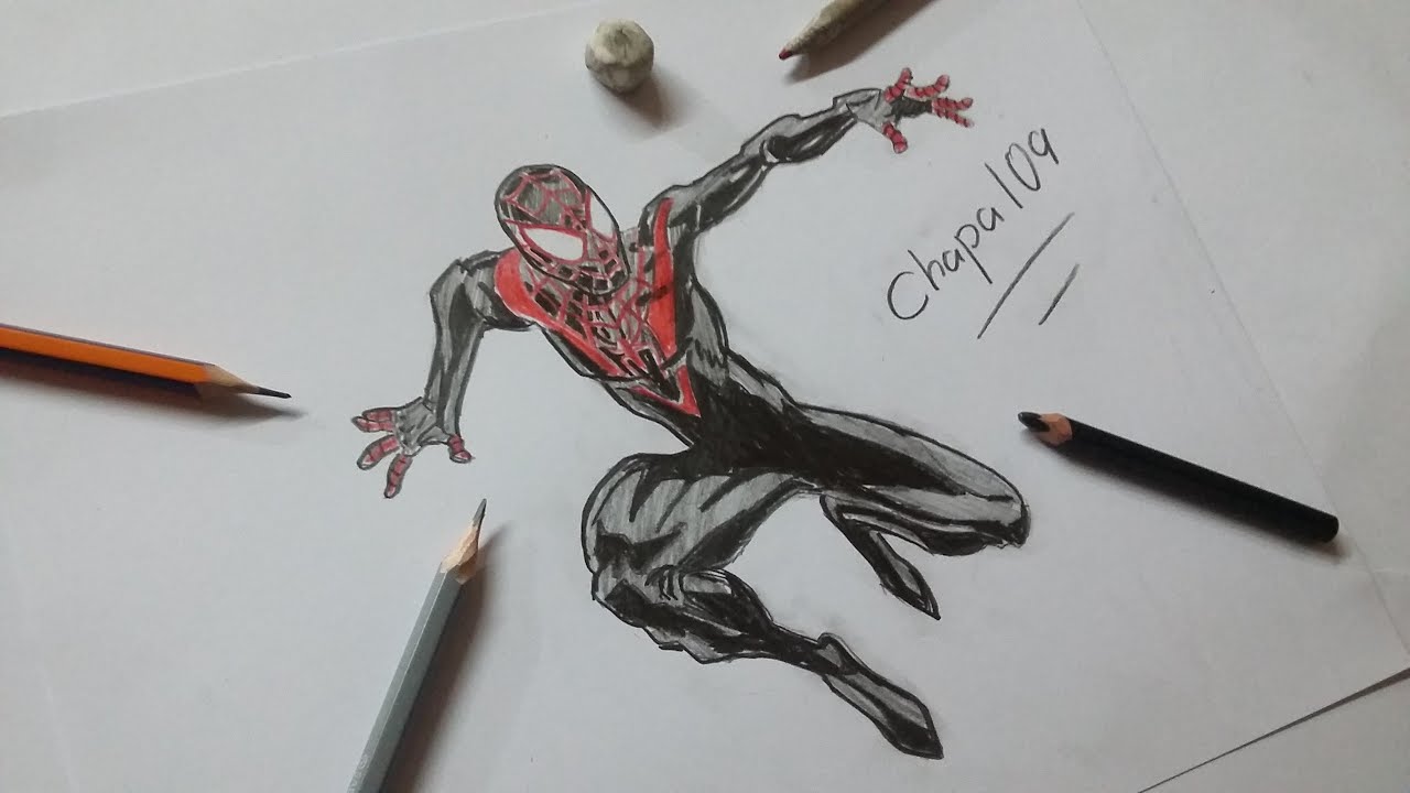 Dibujo de Miles Morales: Ultimate Spiderman/ Drawing Miles Morales: Ultimate  Spiderman - YouTube