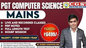 CGS LIVE| TGT/PGT Computer Science | #Demo_Class-04 | Digital Electronics -Theory |Robin Chauhan Sir