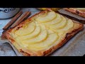 Tarta de manzana con hojaldre y crema sin lactosa (con cobertura brillante) | Hojaldres de manzana