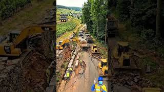 perbaikan jalan rusak di desa menggunakan alatberat dan pekerja lapangan. #alatberat #road #shorts