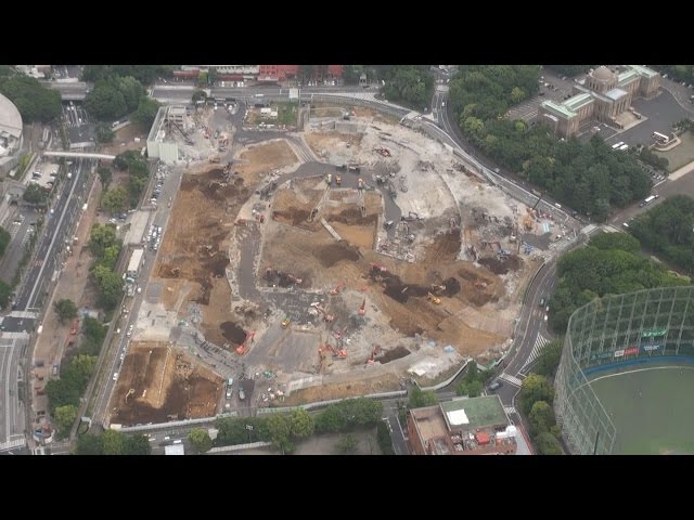 国立競技場の本体解体完了 20年東京五輪へ建て替え中 - YouTube