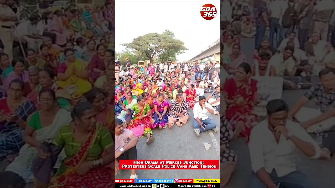 High Drama at Merces Junction Protesters Scale Police Vans Amid Tension