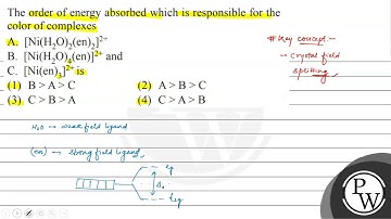 The order of energy absorbed which is responsible for the color of complexes A. \( \left[\mathrm...