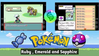 pokemon emerald , ruby, sapphire cheat codes for rare candy, master ball and walk through walls|mega