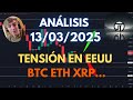 Análisis diario de Bitcoin, Ethereum y hoy XRP. CRECE LA TENSIÓN EN EEUU. 13/02/2025.