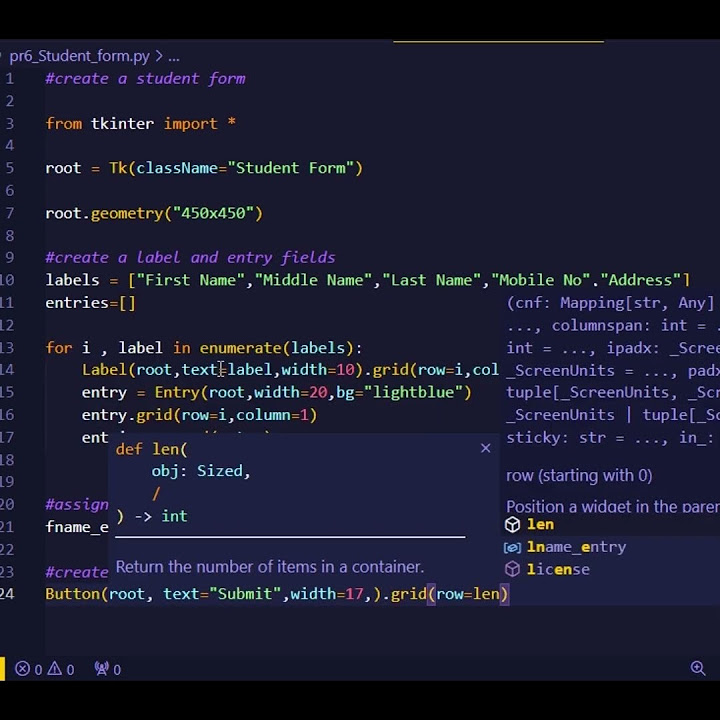 Registration Form using Tkinter in Python #form #python # ...