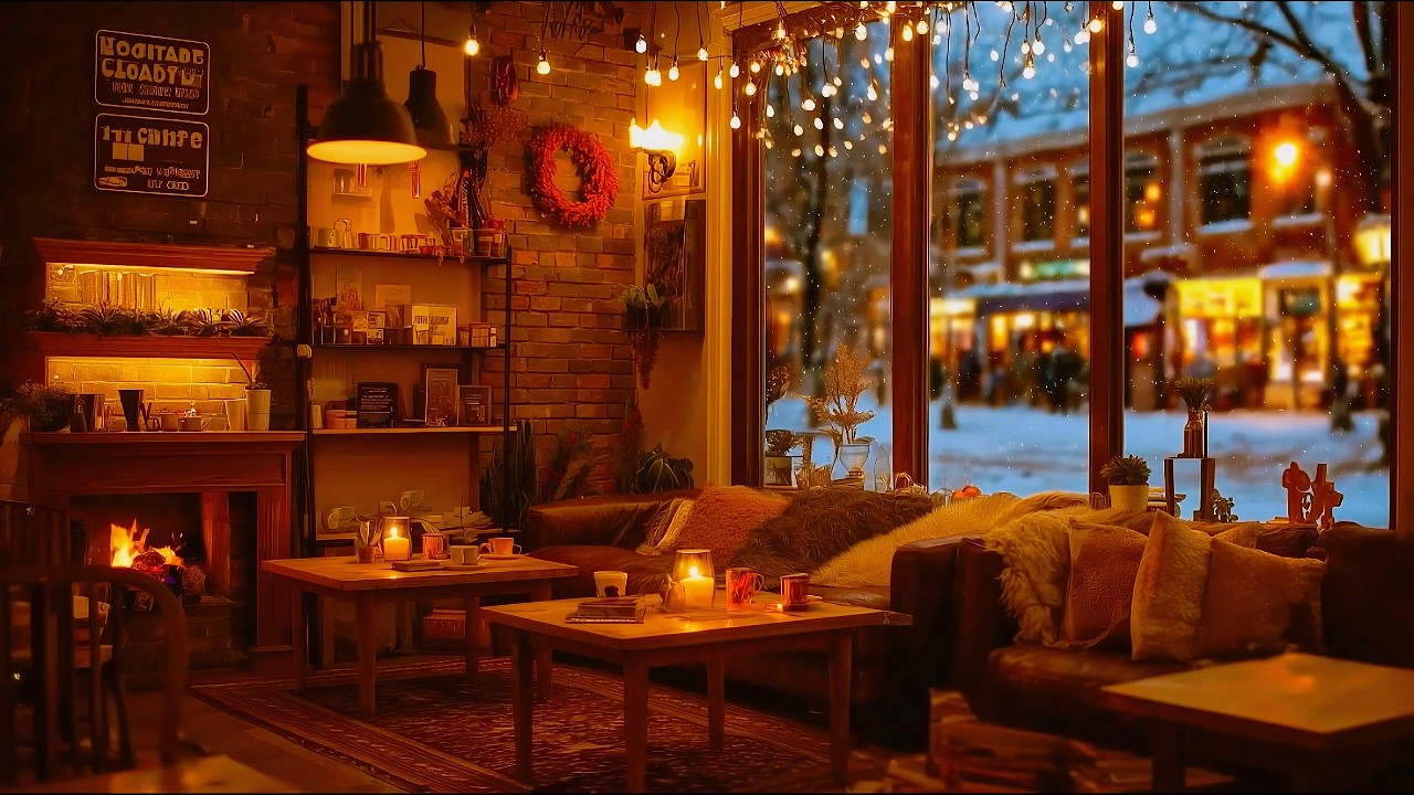 Cozy Coffee Shop Ambience with Smooth Jazz Piano Music for Study, Work & Relaxation | Winter Cafe