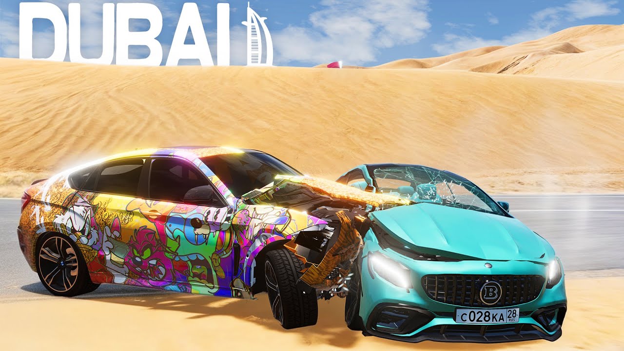 DUBAY CHO'LLARIDA CRASH TEST! ENG TEZ MASHINALARDA CHO'LDA POYGA - BEAMNG DRIVE