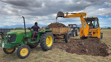 JCB 3DX Plus Loading Mud Swaraj 744, 735FE, 742XT John Deere 5045, 5103D Tractor | Jcb tractor
