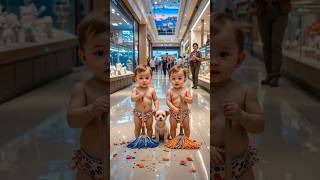 Twin Babies Cleaning Mall Floor 🥹 Heart Touching & Adorable